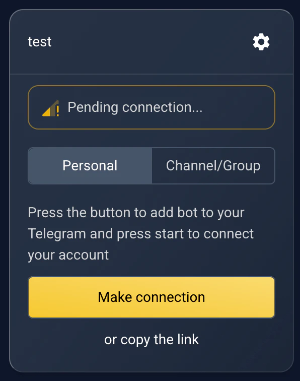 Linking a personal Telegram chat