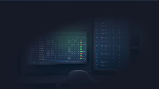 desktop computer with opened trading joual